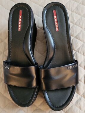 PRADA 100% Authenic WEDGE HEEL SANDALS 8 1/2